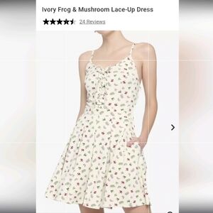 Hot Topic Ivory Frog & Mushroom Lace-Up Dress